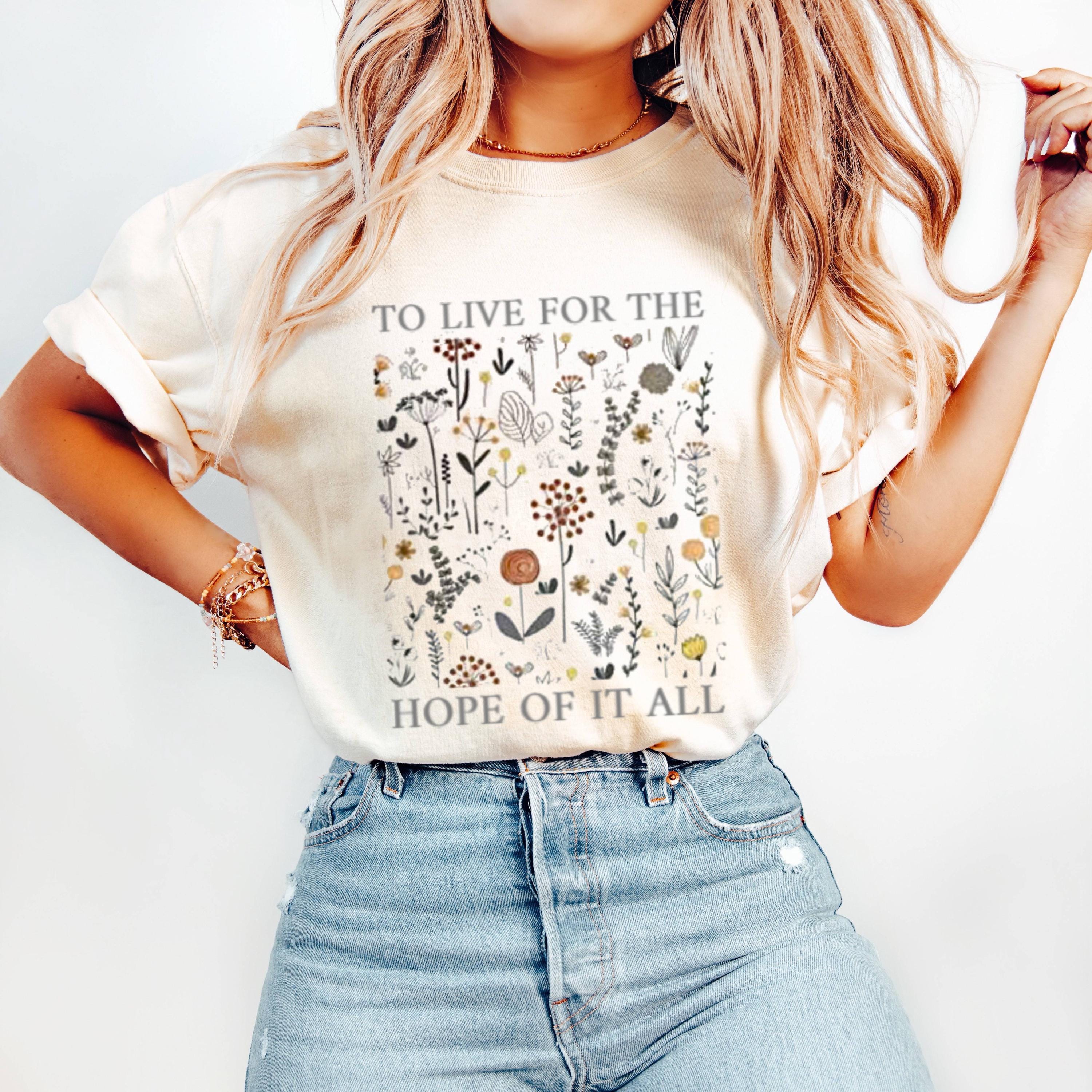 Floral Boho Quote T-Shirt, Cream Aesthetic Tee