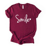 Smile Script Tee, Minimalist Typography Shirt, Unisex Graphic Top