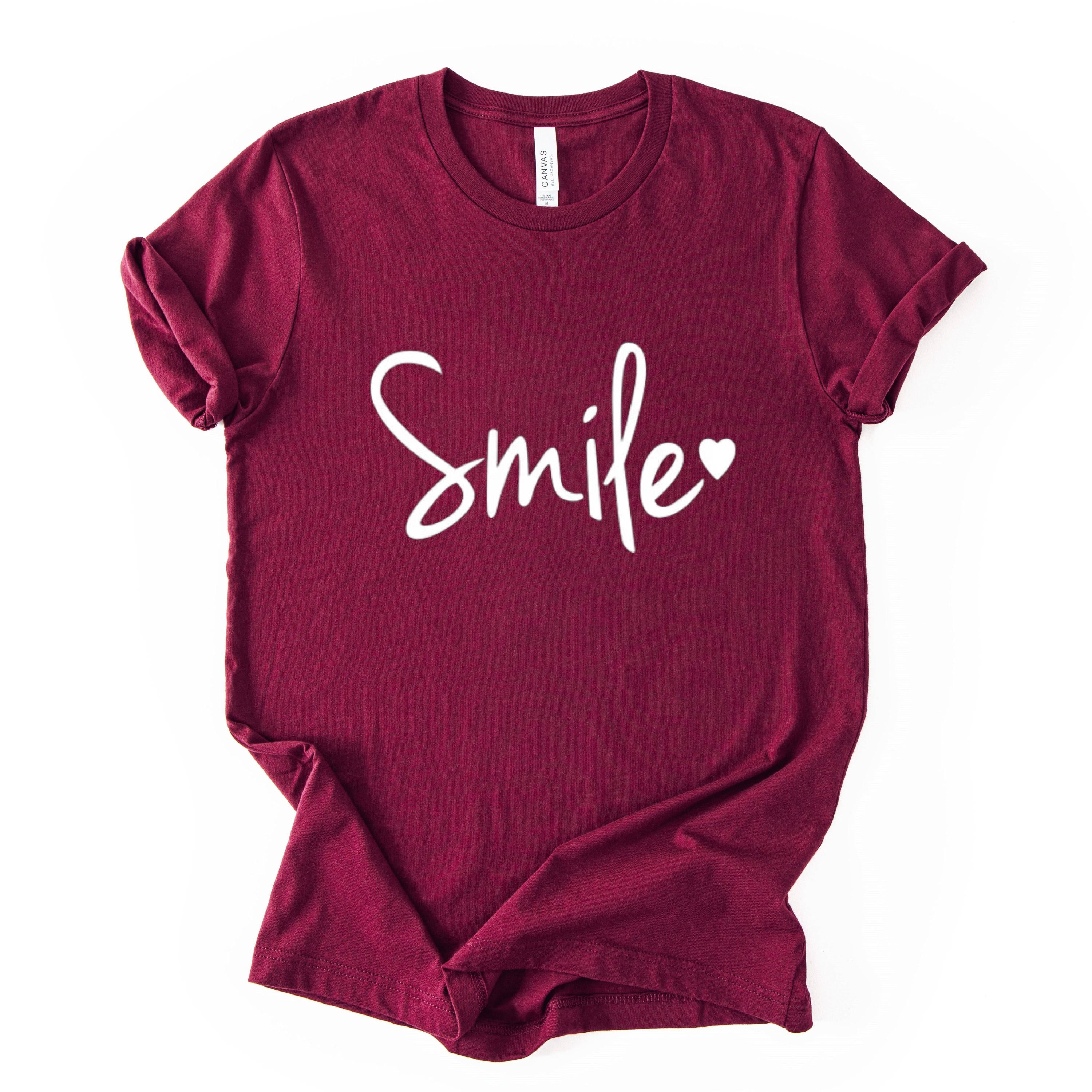 Smile Script Tee, Minimalist Typography Shirt, Unisex Graphic Top