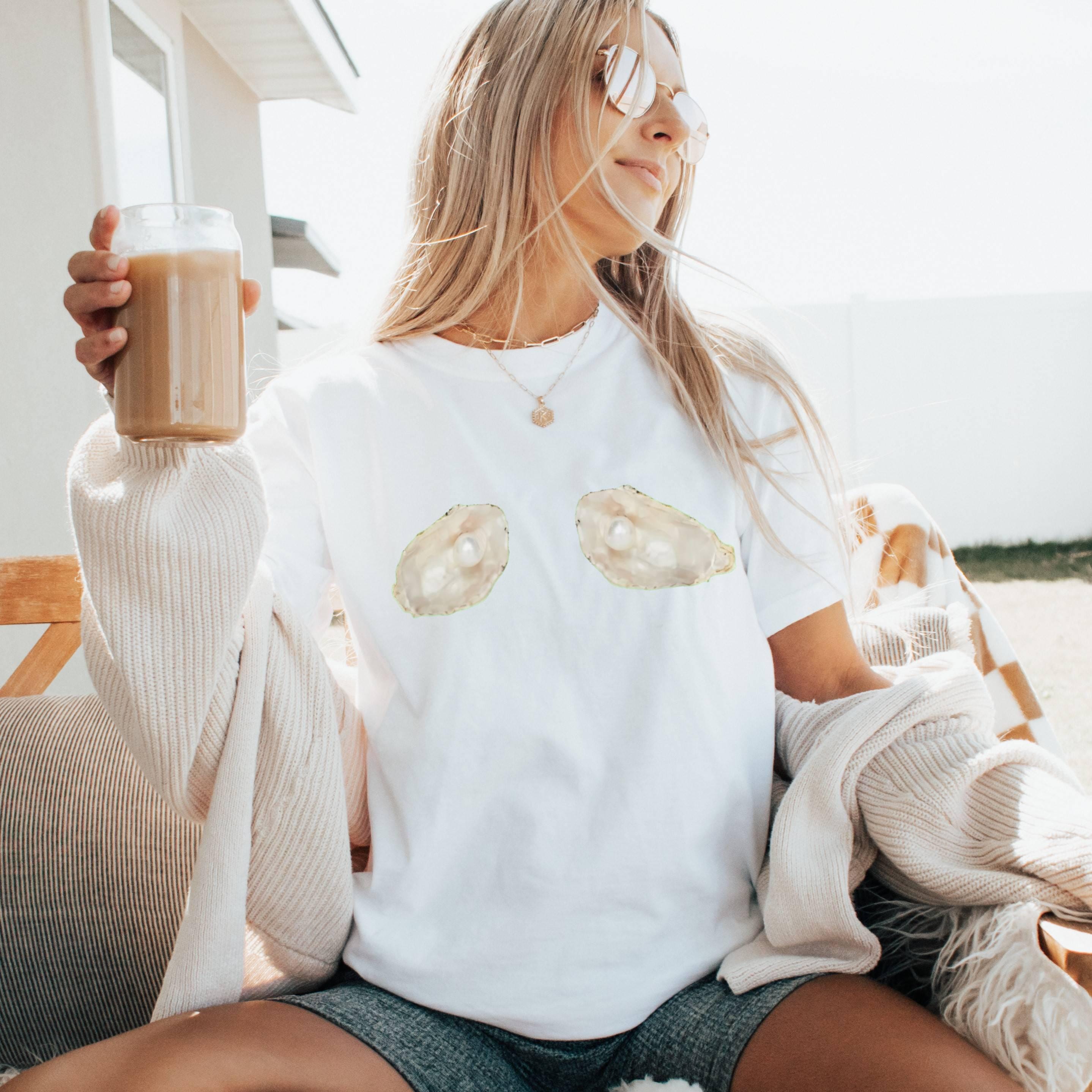 Pearl Oyster Graphic T-Shirt, Coastal Beach Tee