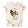 Leopard Heart Graphic Tee, Fashion Typography Shirt, Unisex Casual Top