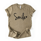 Smile Script Tee, Minimalist Typography Shirt, Unisex Graphic Top