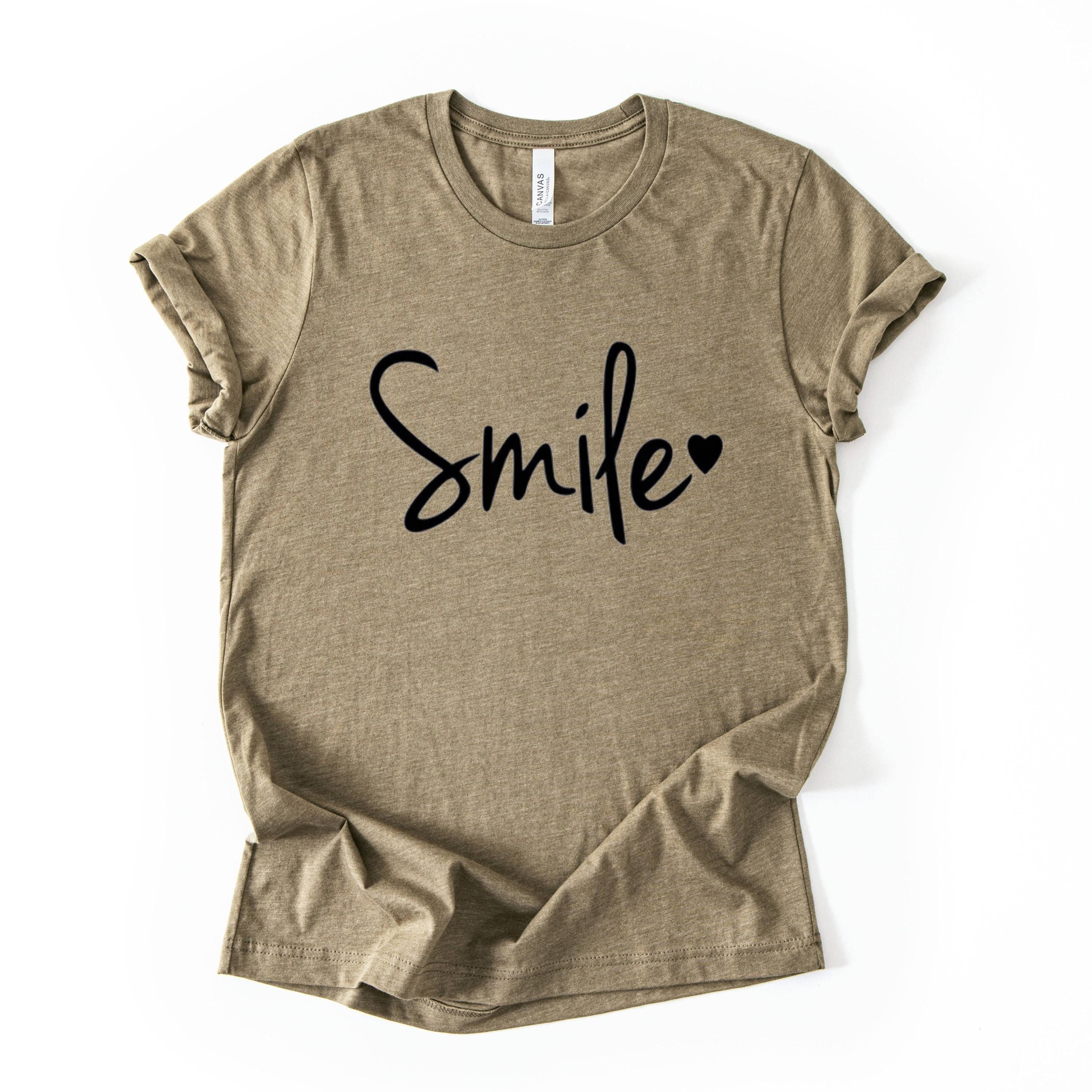 Smile Script Tee, Minimalist Typography Shirt, Unisex Graphic Top