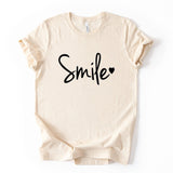 Smile Script Tee, Minimalist Typography Shirt, Unisex Graphic Top