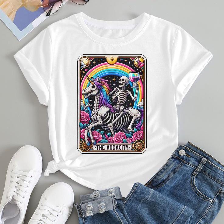 Audacity Skull Crew Neck T-Shirt: Everyday Wear, Spring Fashion