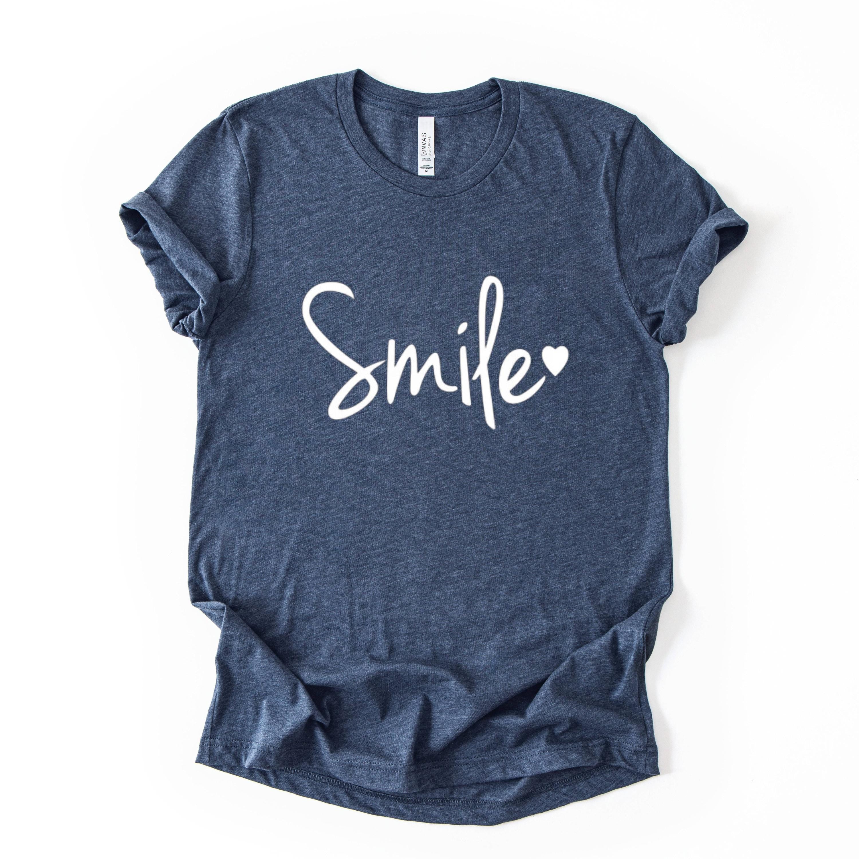 Smile Script Tee, Minimalist Typography Shirt, Unisex Graphic Top