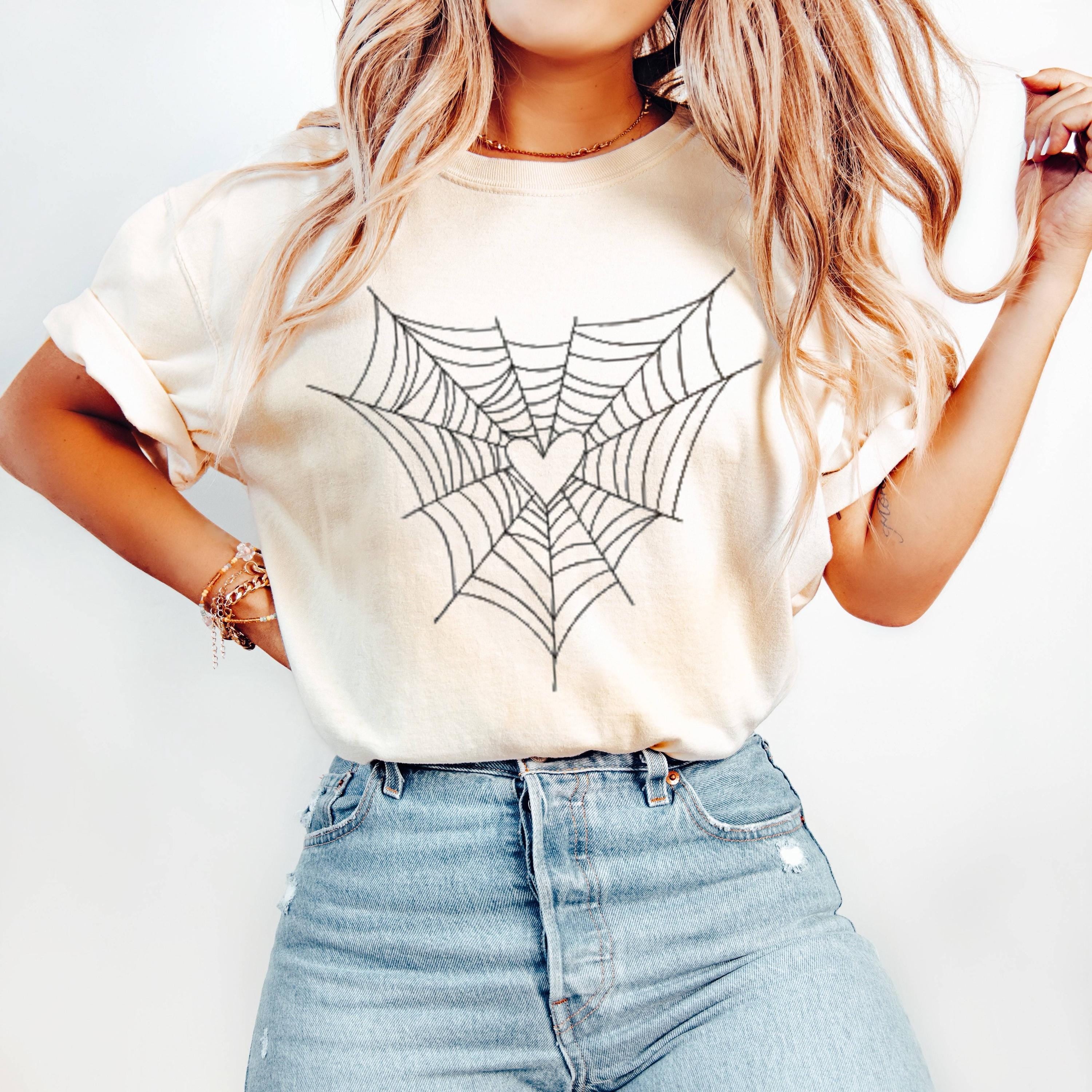 Spider Web Heart Graphic Tee, Spooky Fall Shirt