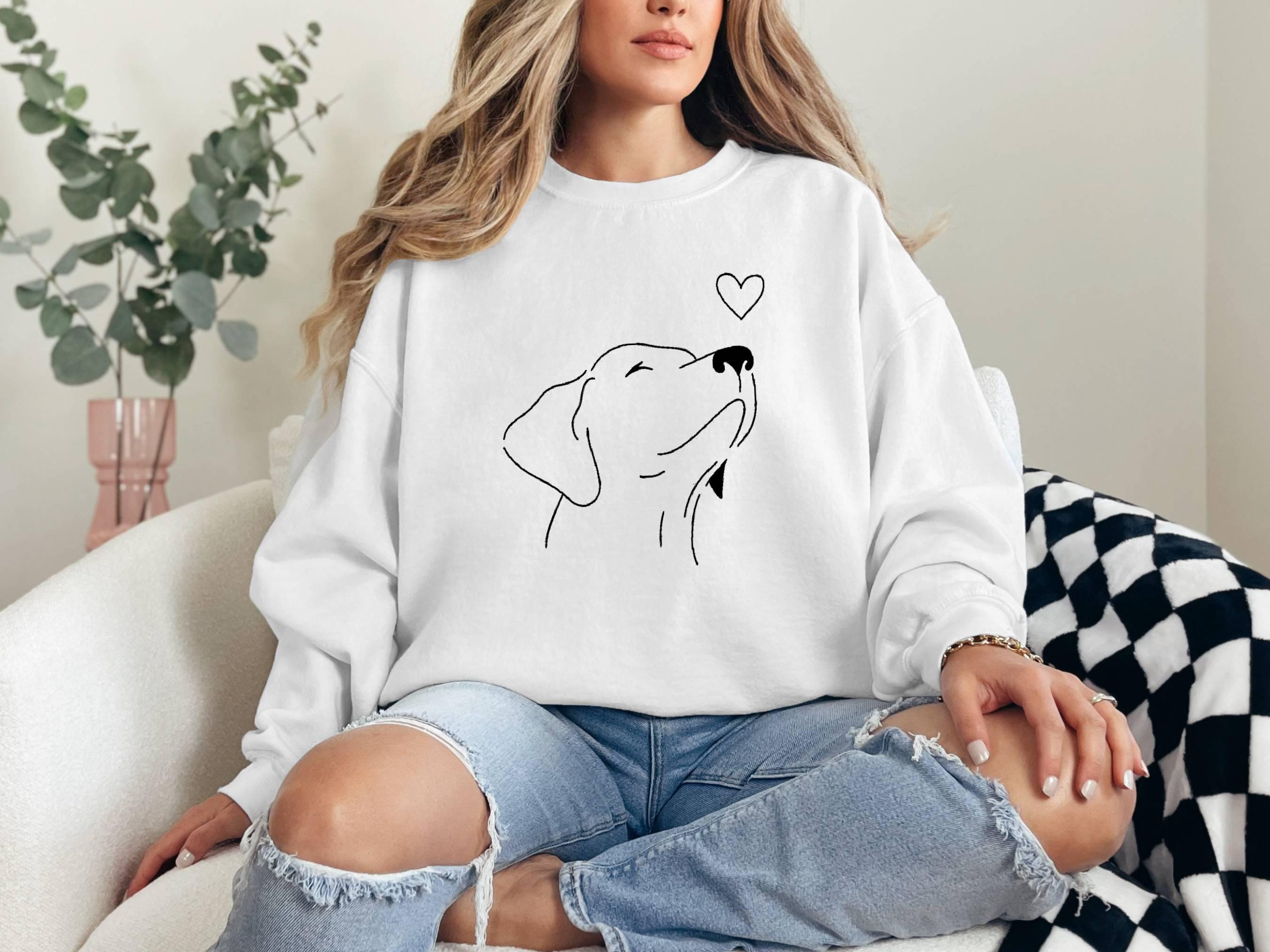 Dog Line Art Sweatshirt, Minimalist Dog Outline, Pet Lover Gift