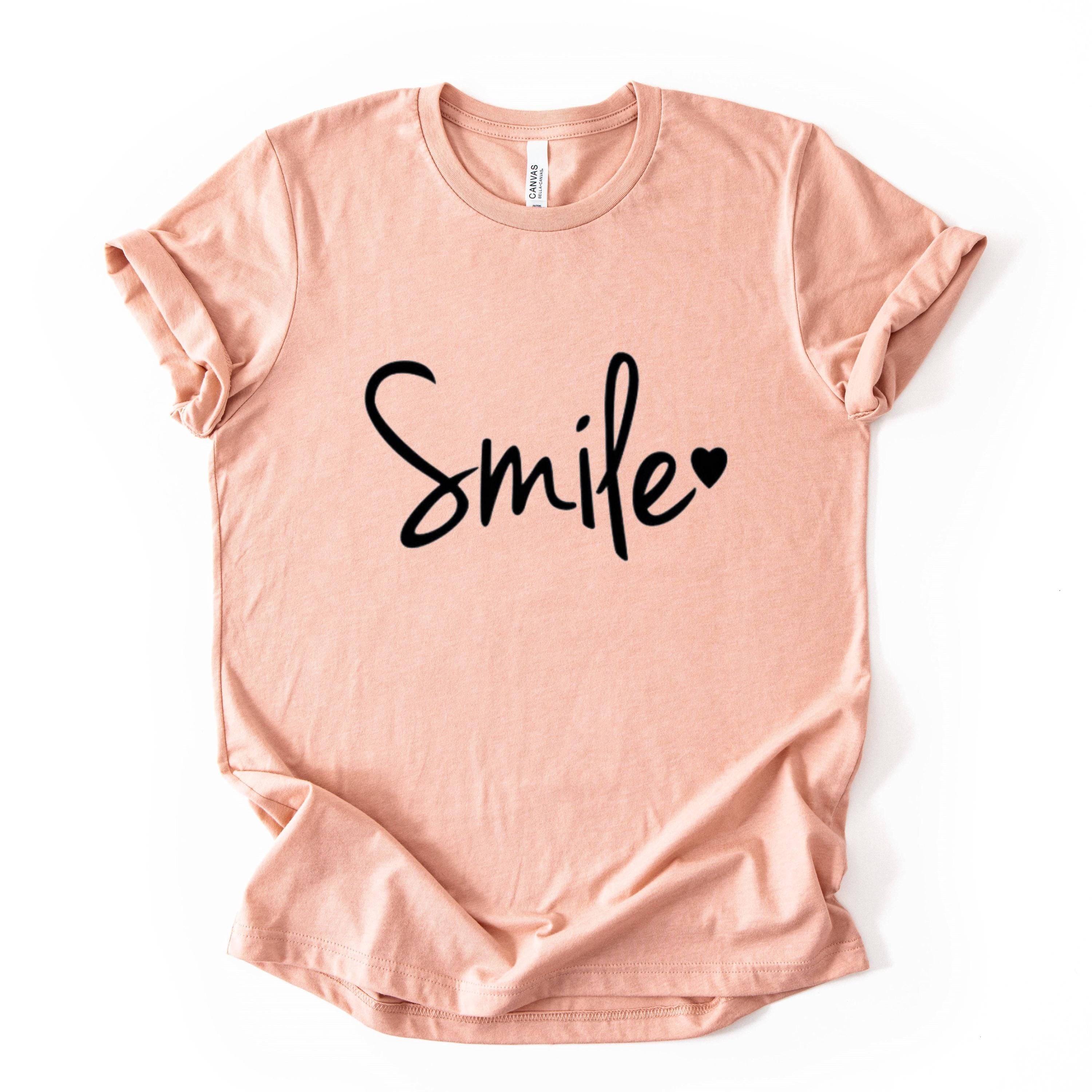 Smile Script Tee, Minimalist Typography Shirt, Unisex Graphic Top