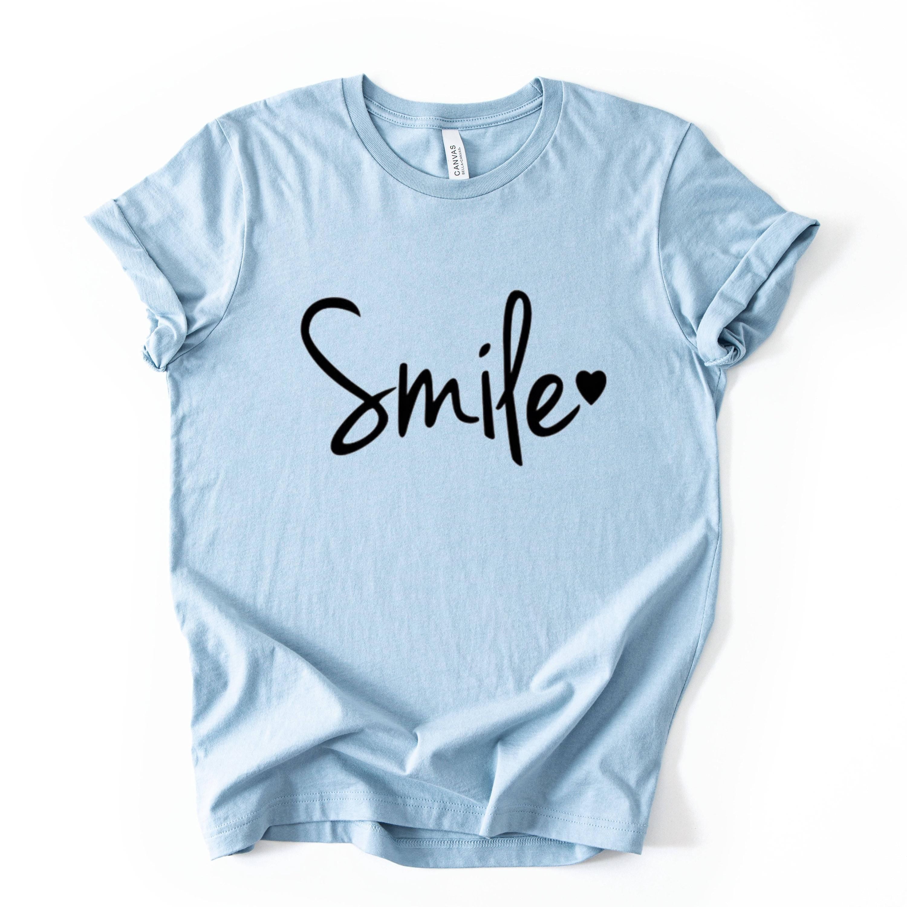 Smile Script Tee, Minimalist Typography Shirt, Unisex Graphic Top