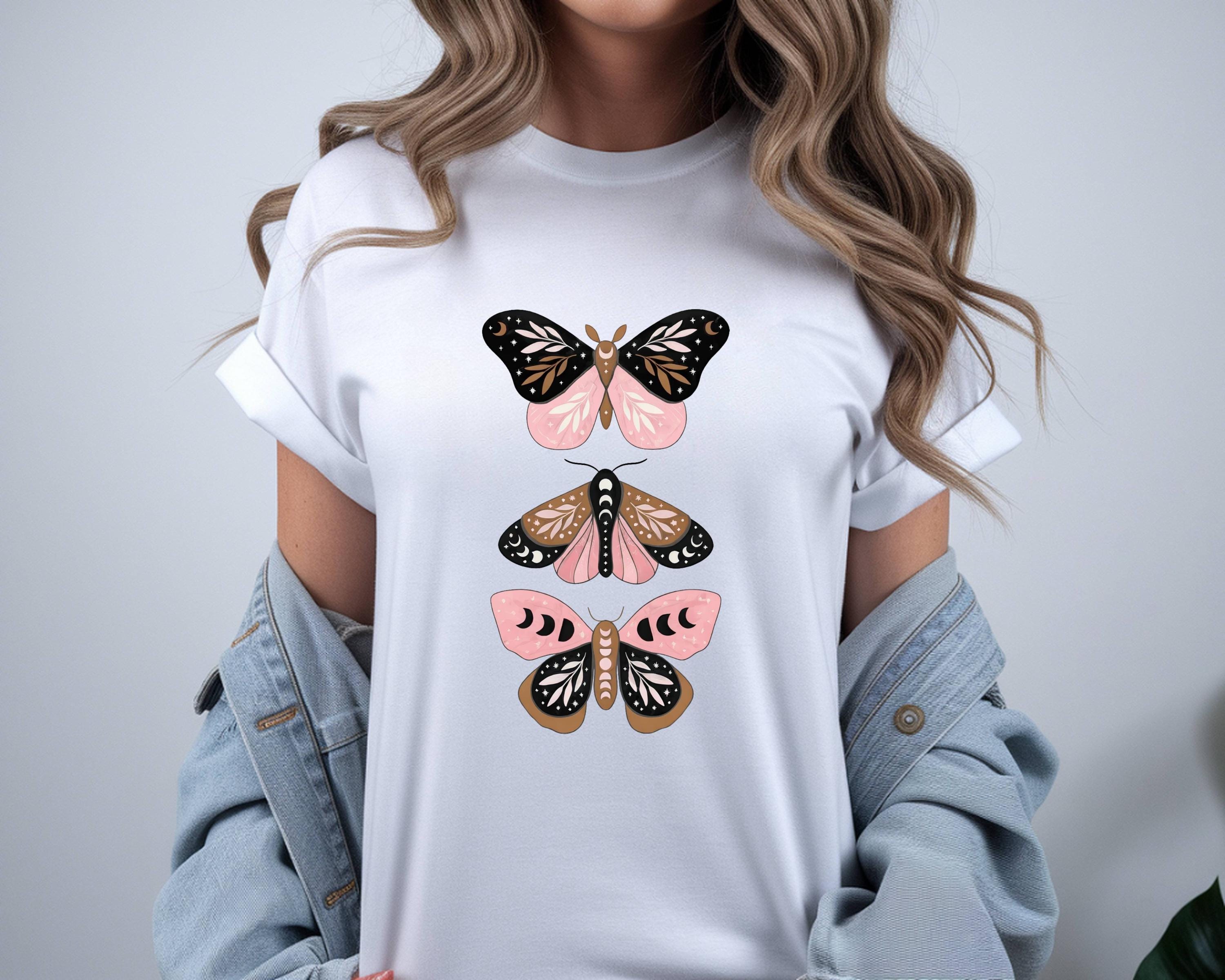 Boho Butterfly Graphic T-Shirt, Celestial Insect Unisex Cotton Tee