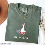 Firequacker Goose Patriotic Tee: Comfort Colors Fourth of July T-Shirt