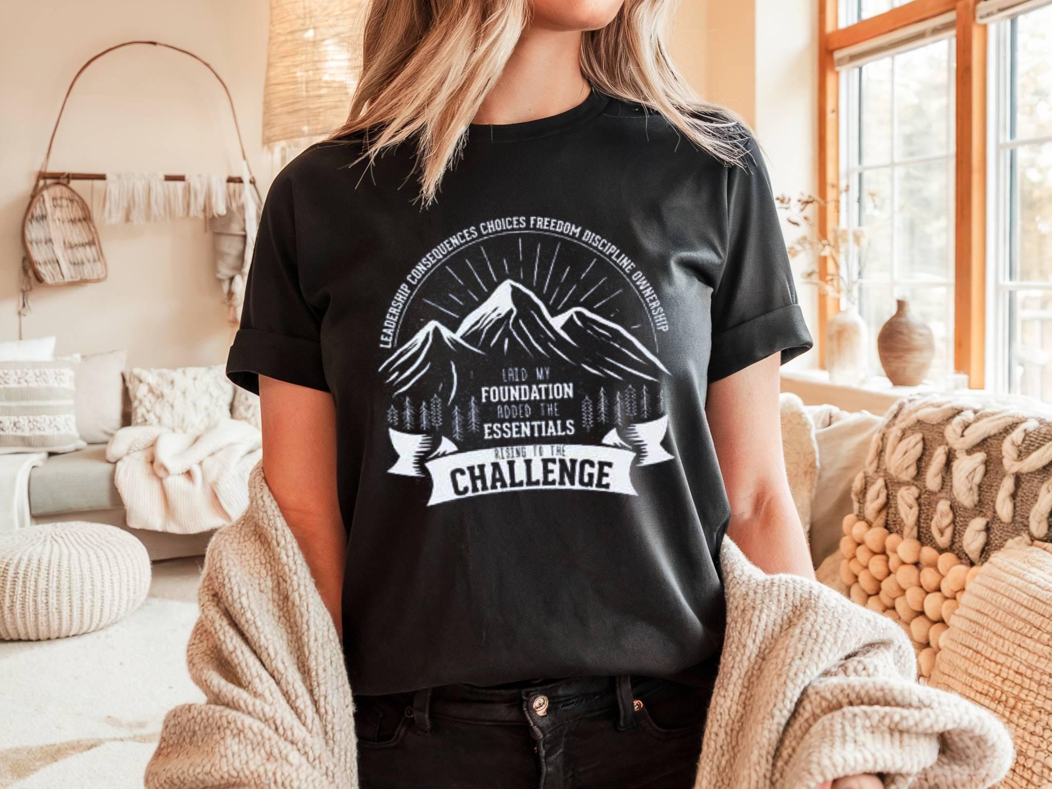 Challenge Mountain Graphic Tee: Inspirational Hiking Shirt
