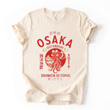 Osaka Octopus Graphic Tee, Japanese Street Art Shirt, Unisex Travel Top