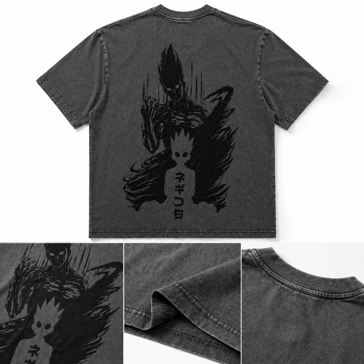 Gon Berserk Transformation T-Shirt – Dark Anime Streetwear Washed Black Tee