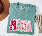 Mama Applique Graphic Tee, Valentines Pattern Shirt, Womens Graphic Top