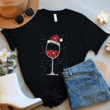 Holiday Wine Glass Shirt, Festive Graphic Tee, Christmas Xmas Gifts