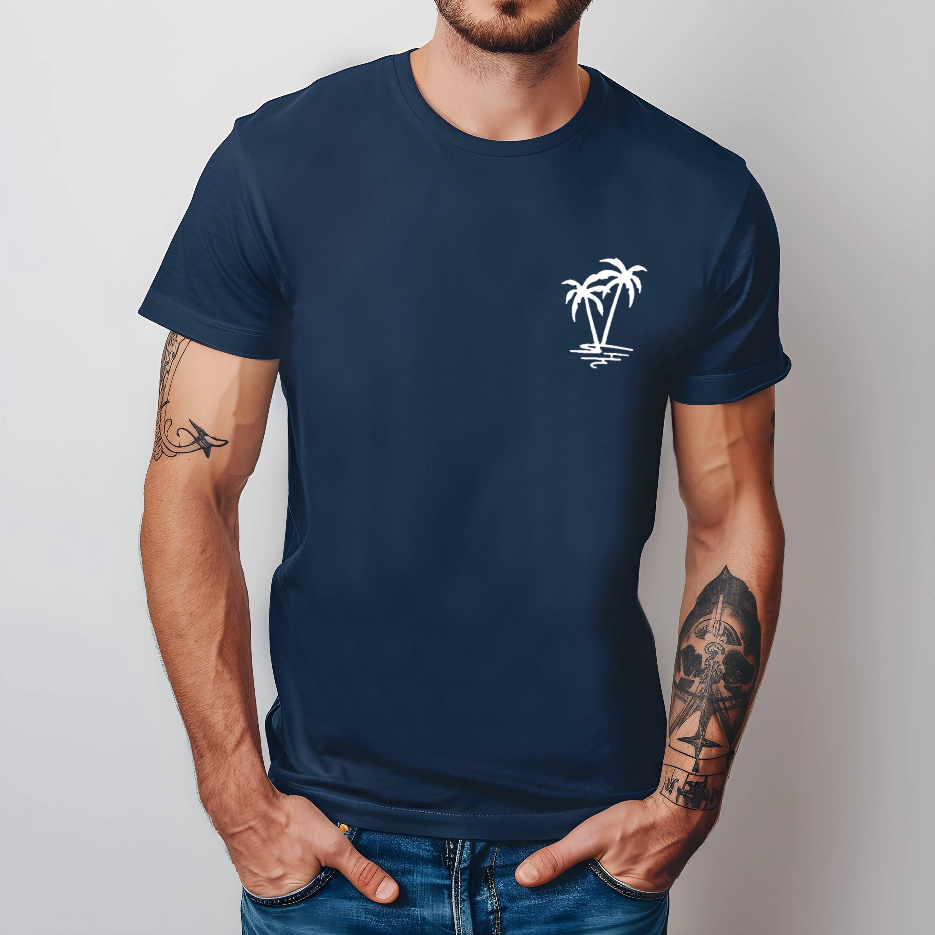 Minimal Palm Tree T Shirt Small Chest Graphic Tropical Summer Tee