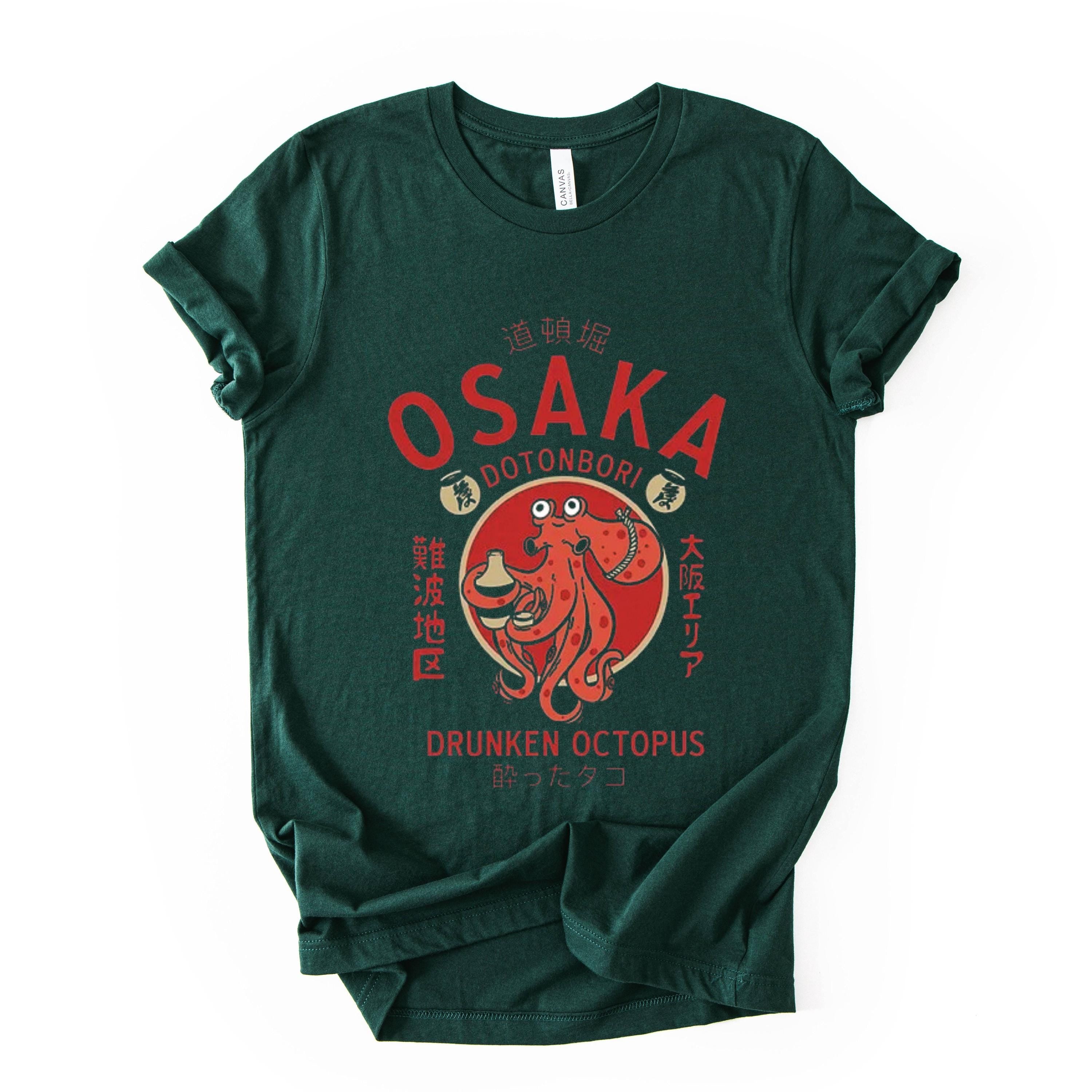 Osaka Octopus Graphic Tee, Japanese Street Art Shirt, Unisex Travel Top