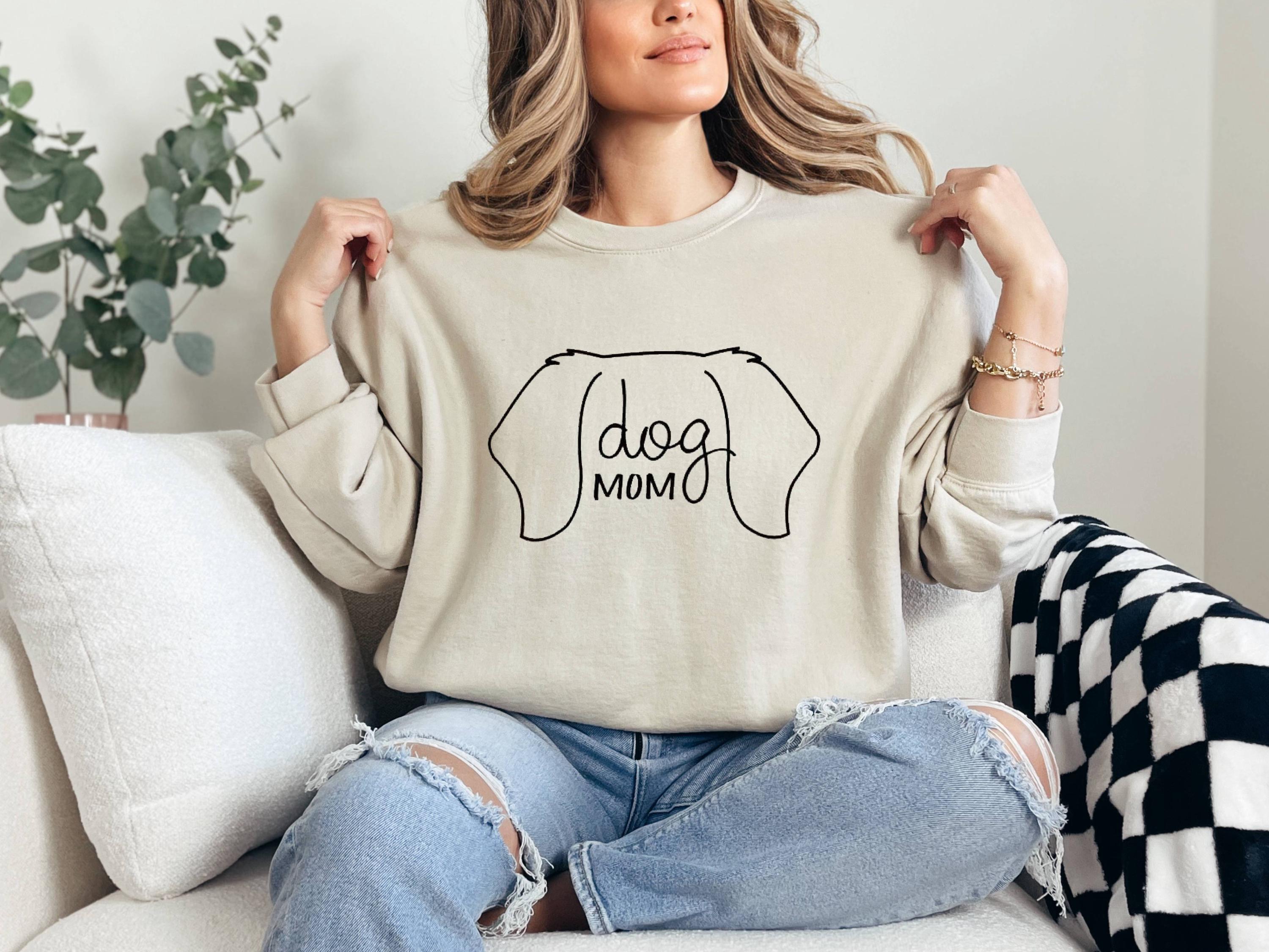 Dog Mom Sweatshirt, Dog Outline Graphic, Pet Lover Gift