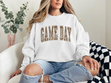 Game Day Leopard Print Sweatshirt, Cozy Unisex Crewneck, Fall Football Outfit, Retro Graphic Pullover