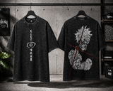 Gojo “Honored One” Washed BlackT-Shirt – Anime Streetwear Graphic Tee