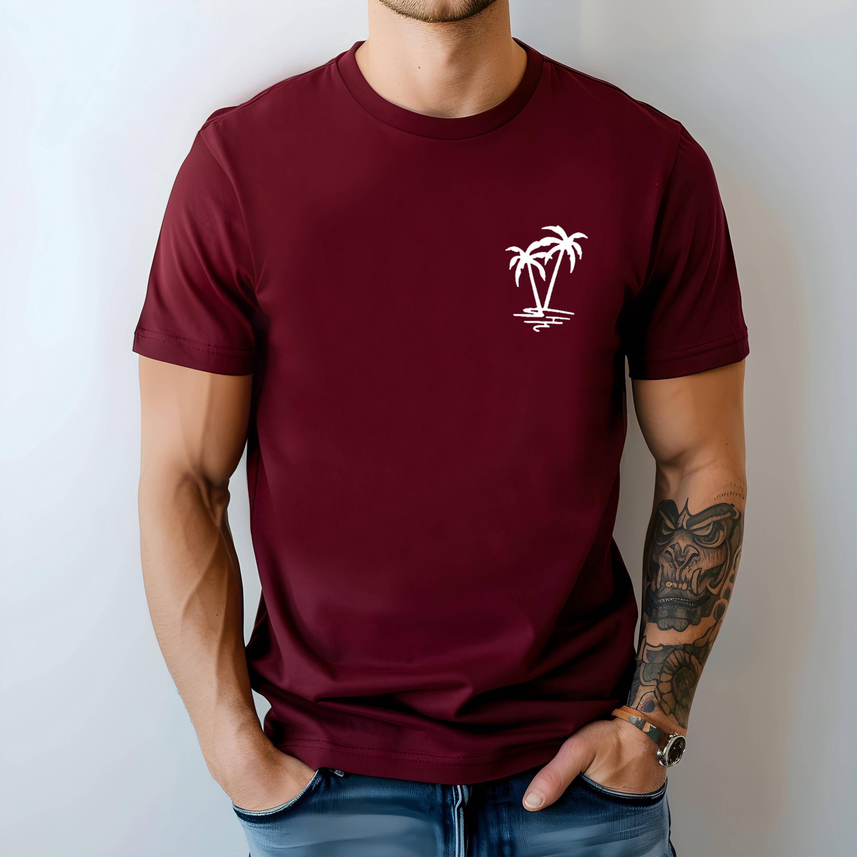 Minimal Palm Tree T Shirt Small Chest Graphic Tropical Summer Tee