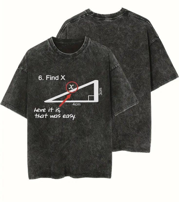 Find X Math Humor T-Shirt: Vintage Wash Streetwear Tee