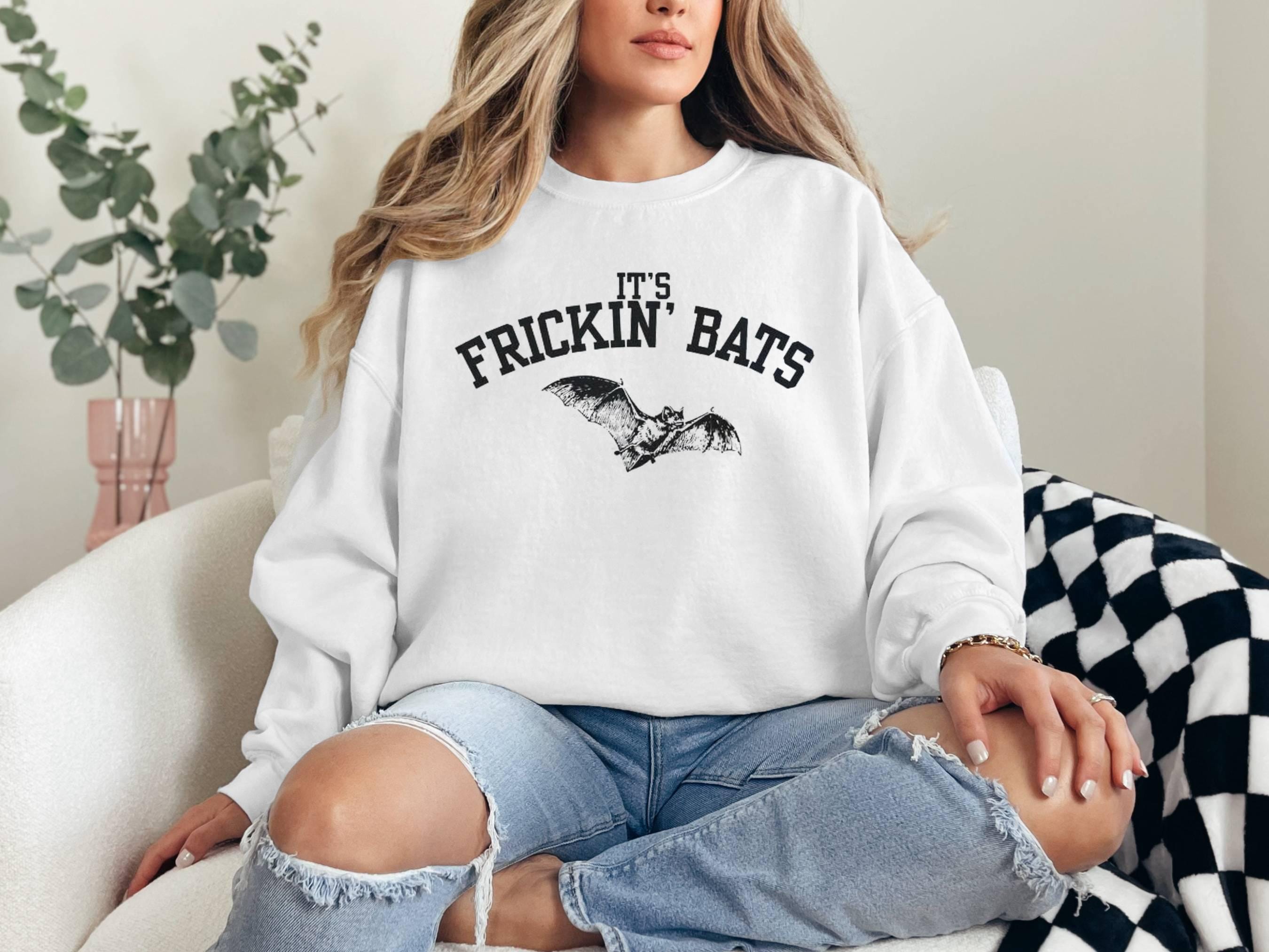 It’s Frickin Bats Sweatshirt, Funny Halloween Crewneck, Spooky Season Graphic Sweater, Fall Unisex Pullover