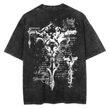 Blade Inscription Tee: Vintage Japanese Streetwear Wash T-Shirt