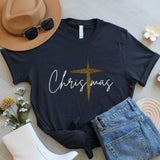 Christmas Cross Shirt, Graphic Holiday Tee, Unisex Christian Top