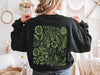 Botanical Wildflower Sweatshirt, Green Floral Back Print Unisex Crewneck