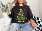 Funny Christmas Dog Sweatshirt, Get Lit Holiday Sweater, Unisex Graphic Xmas Top
