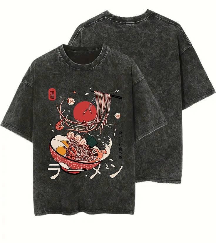 Vintage Ramen Noodle Graphic Tee: Japanese Streetwear, Anime Food
