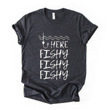 Here Fishy Fishy Shirt, Funny Fishing Tee, Unisex Fisherman Graphic Top