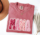 Mama Applique Graphic Tee, Valentines Pattern Shirt, Womens Graphic Top