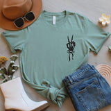 Skeleton Peace Sign Halloween T-Shirt, Spooky Season Tee