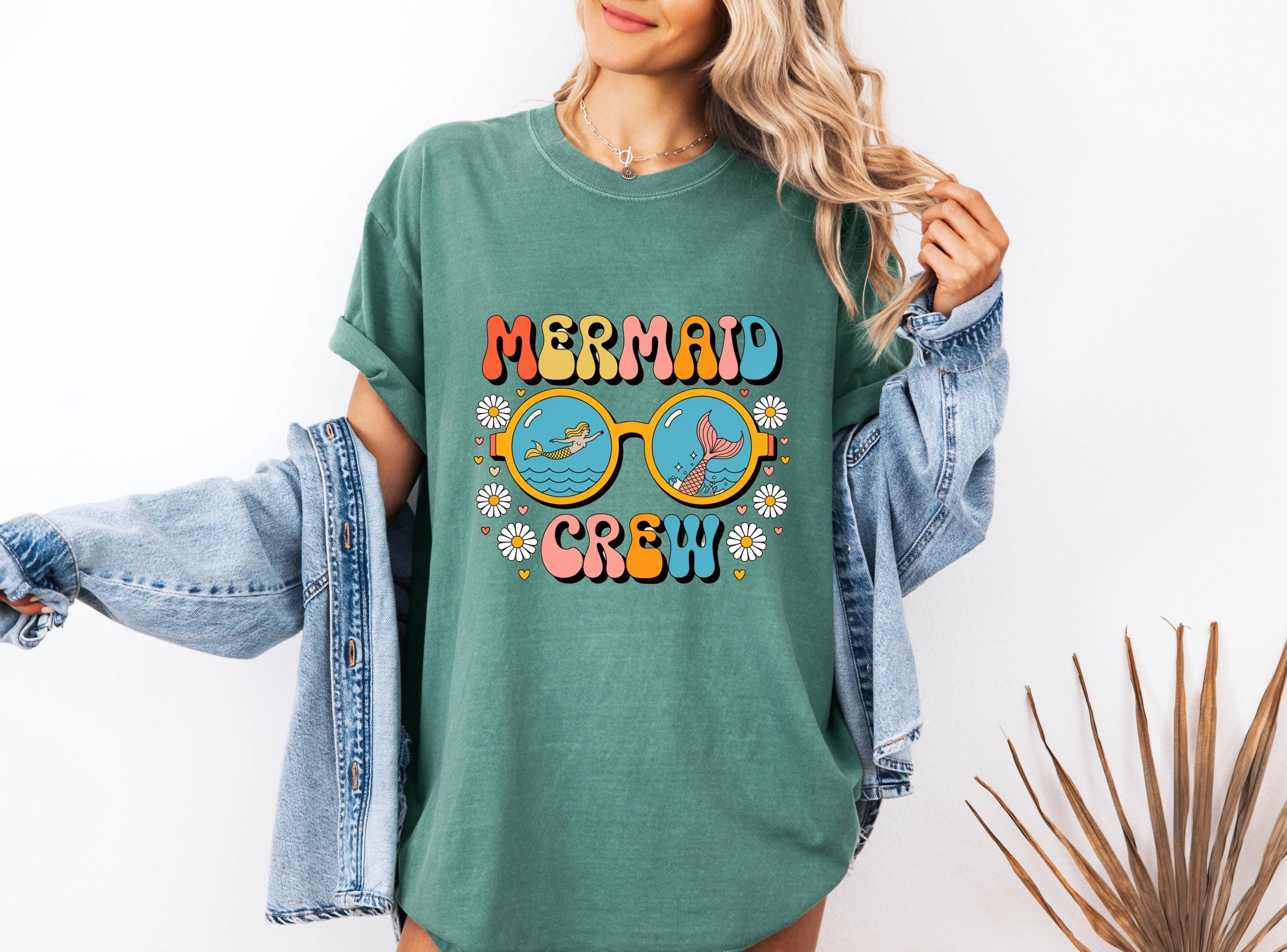 Mermaid Crew T-Shirt: Retro Beach Lover Tee