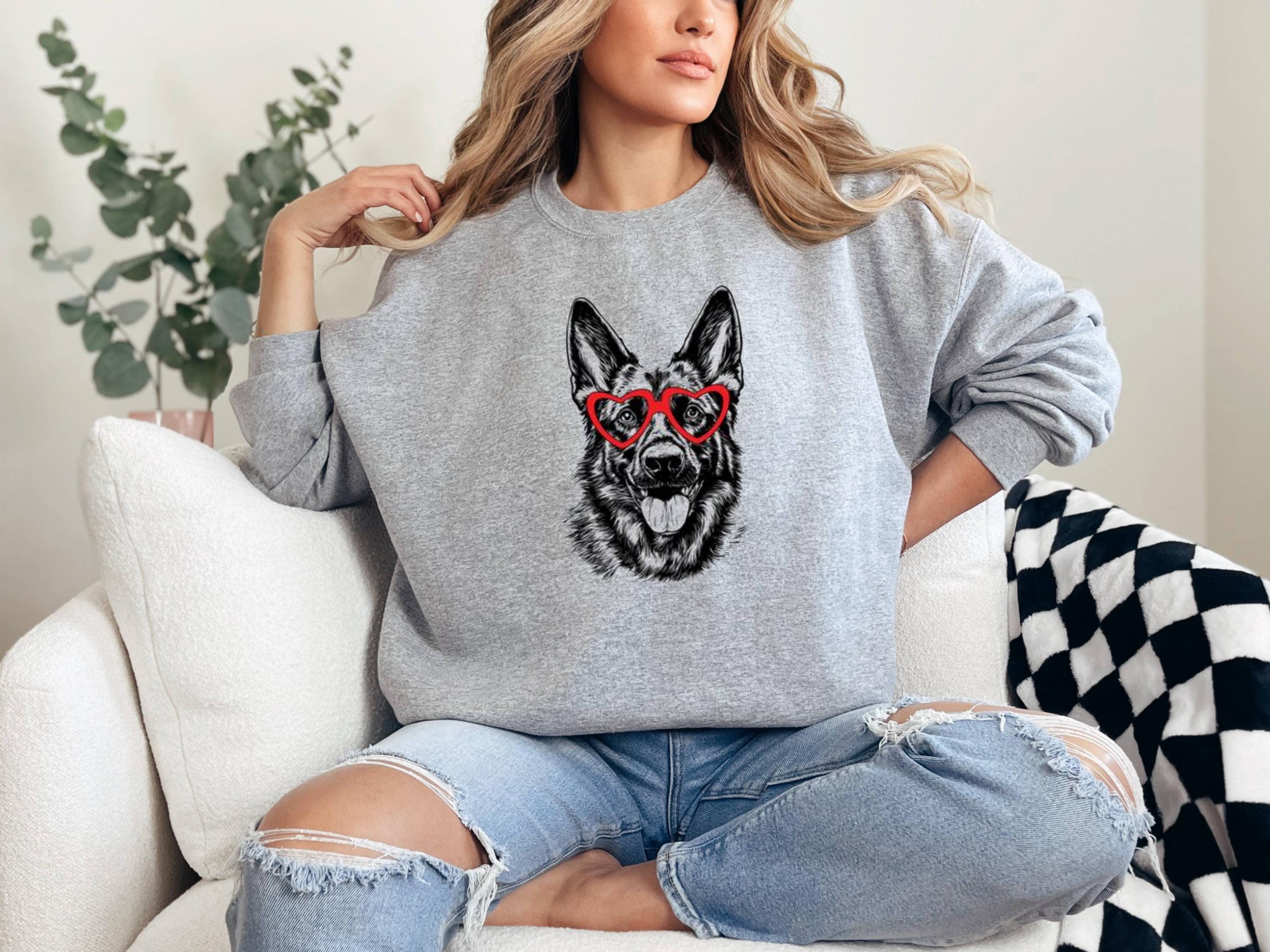 Poodle Sketch Sweatshirt, Heart Glasses Dog, Pet Lover Gift