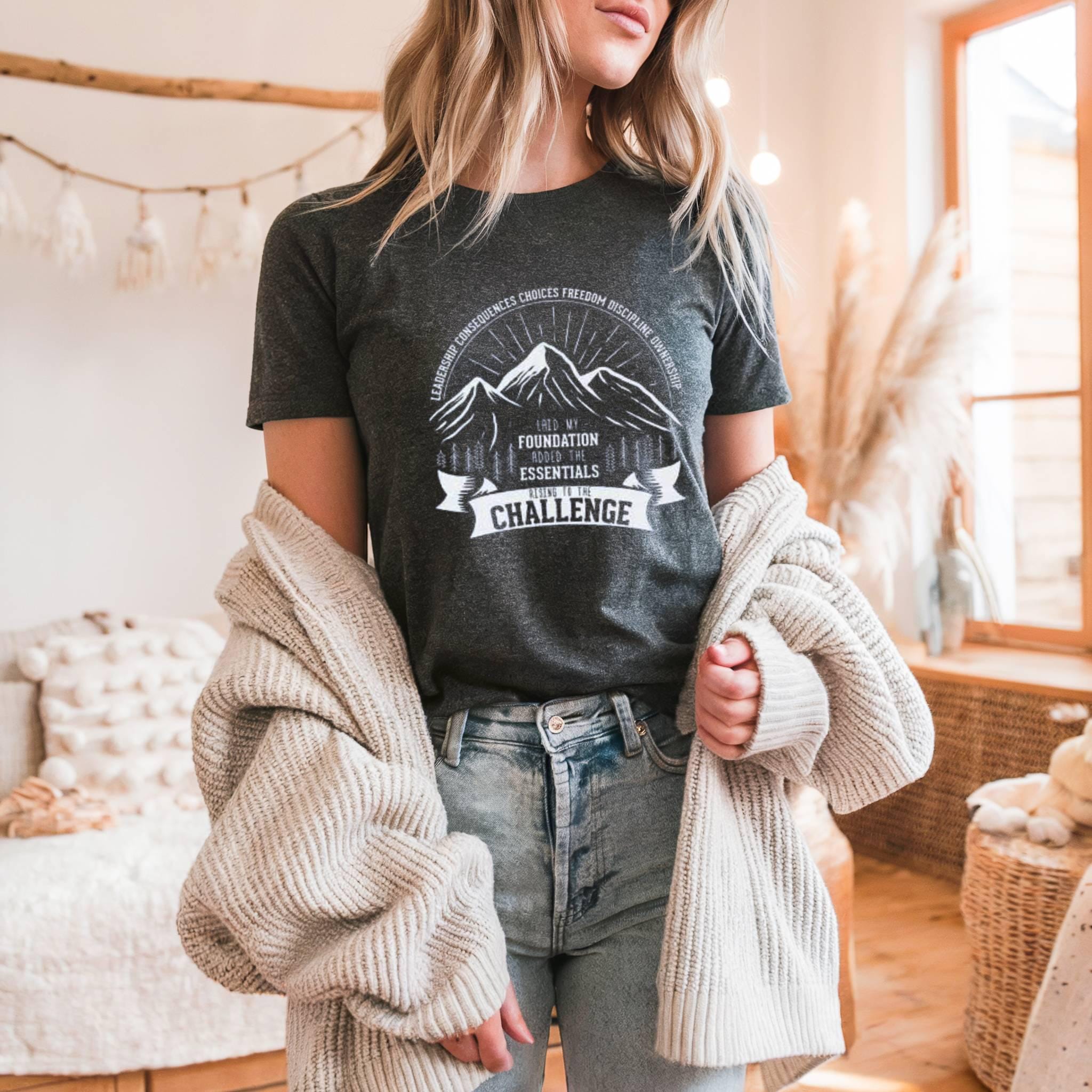 Challenge Mountain Graphic Tee: Inspirational Hiking Shirt