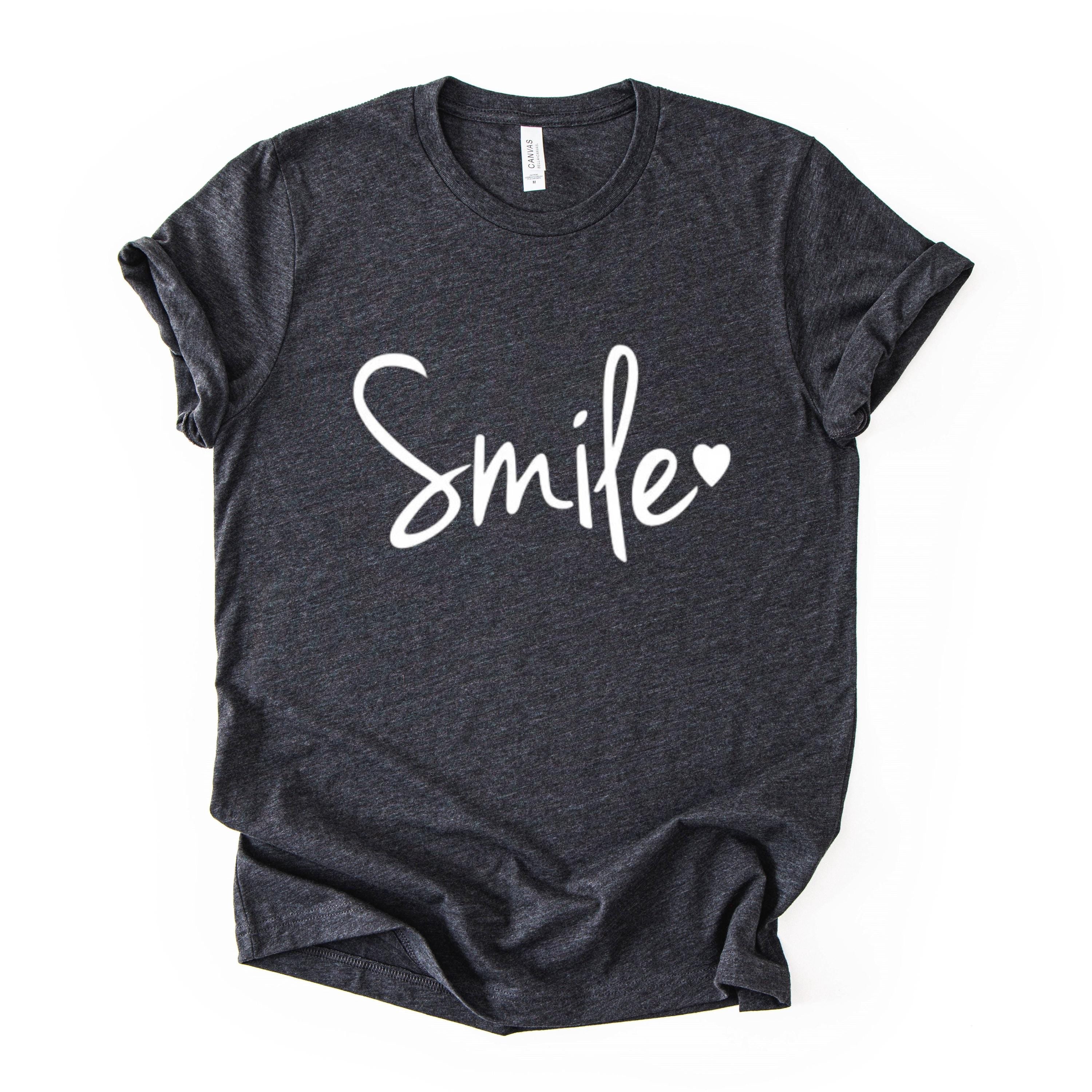 Smile Script Tee, Minimalist Typography Shirt, Unisex Graphic Top