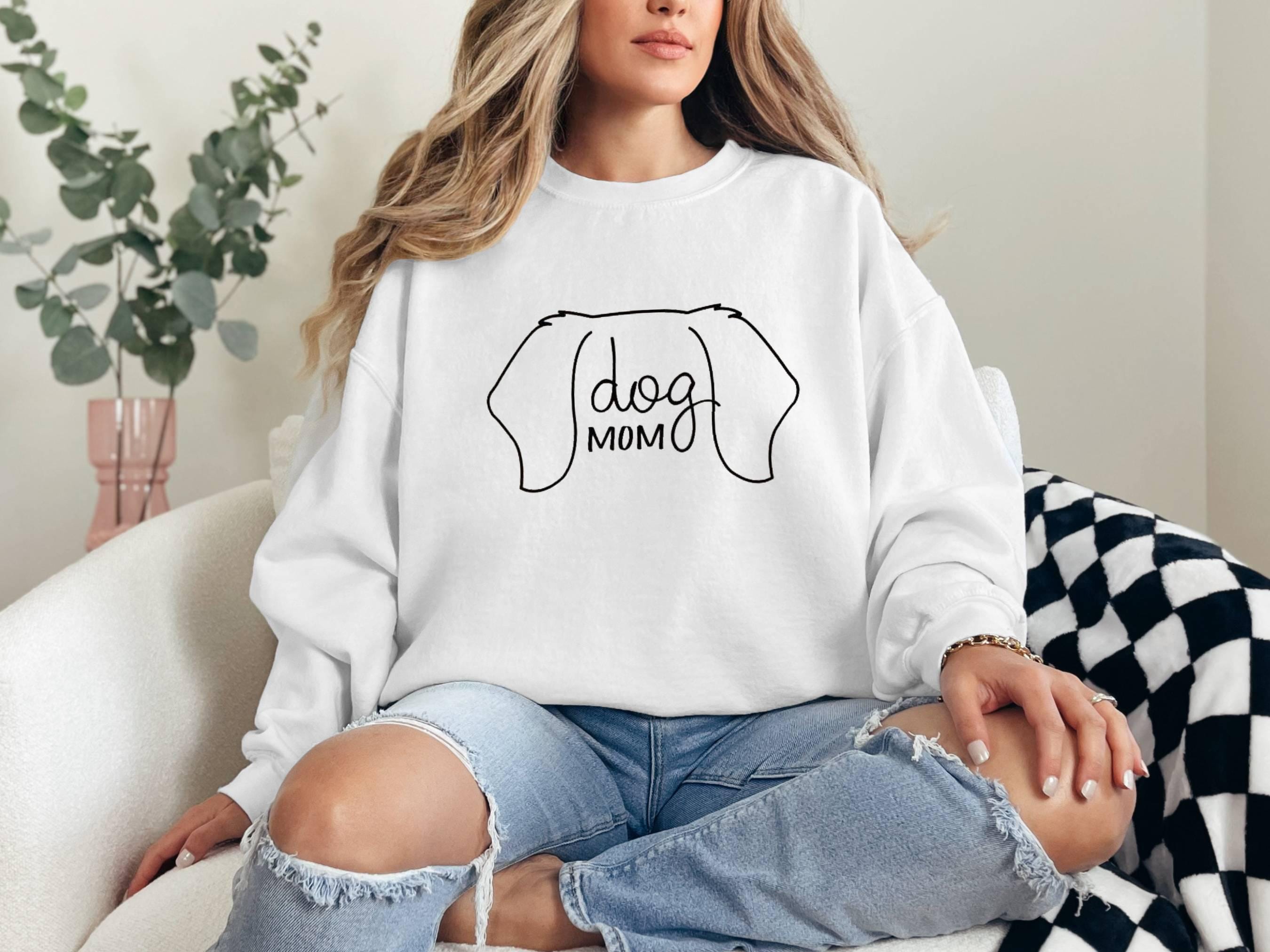 Dog Mom Sweatshirt, Dog Outline Graphic, Pet Lover Gift