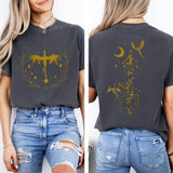 Dragon and Sword Graphic Tee: Vintage V-Neck Fantasy Shirt