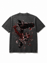 Dark Anime Warrior Graphic T-Shirt – Crimson Chaos Streetwear Unisex Tee