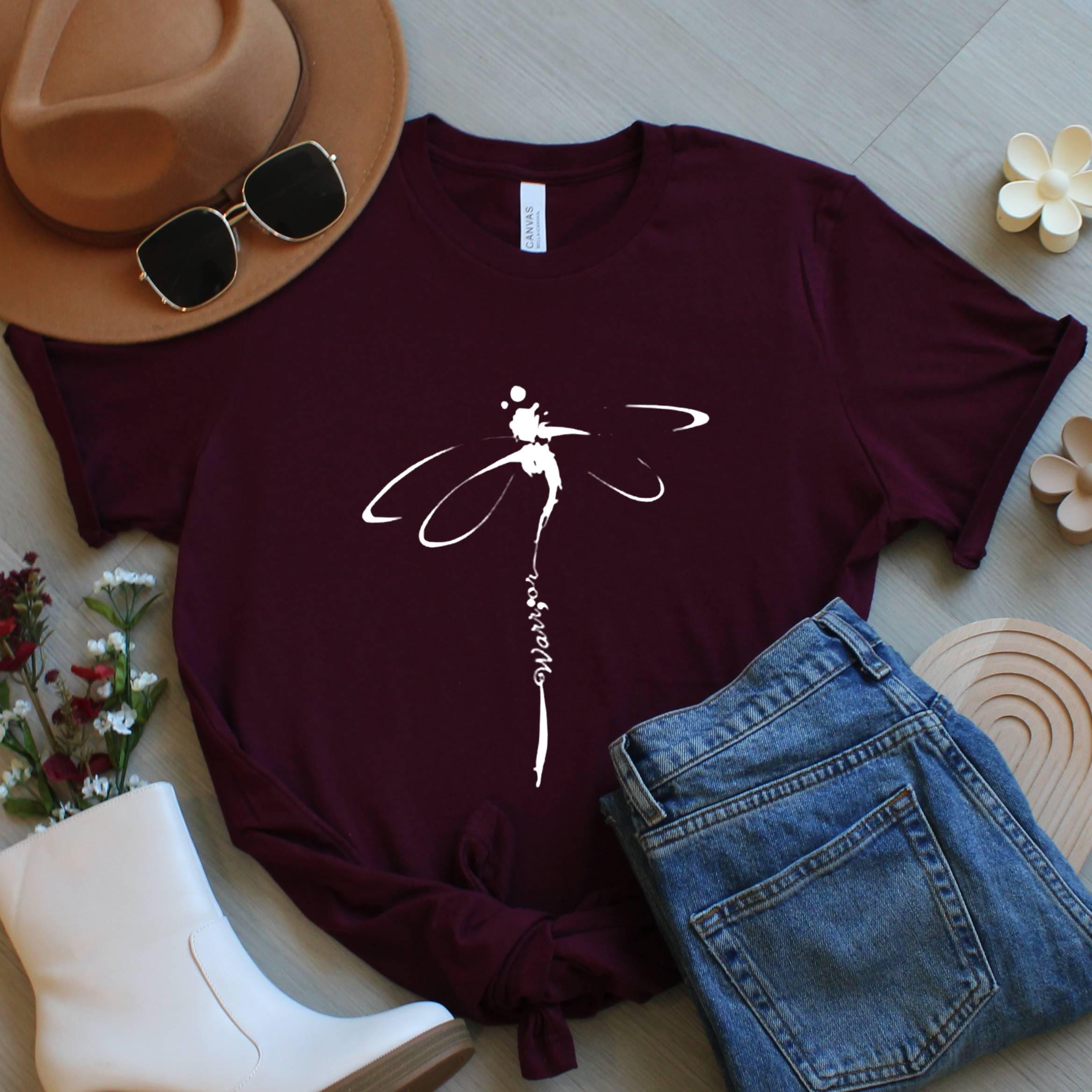 Dragonfly Outline Shirt, Minimalist Graphic Tee, Nature Inspired Shirt