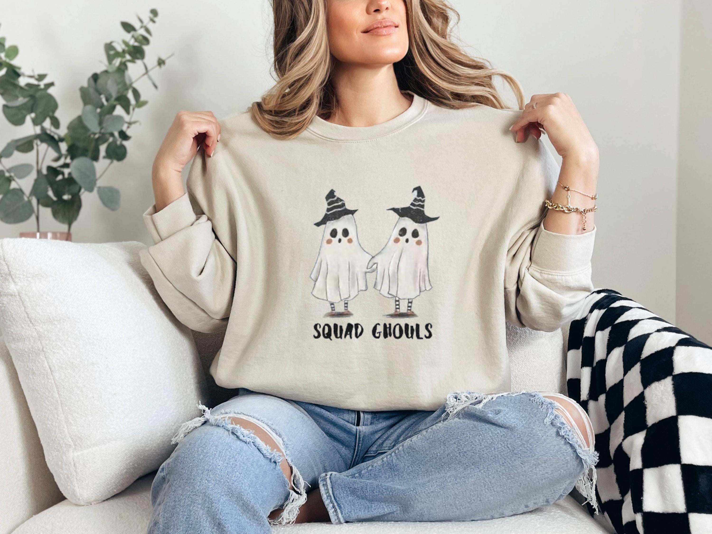 Squad Ghouls Sweatshirt, Funny Ghost Graphic Pullover, Unisex Halloween Top