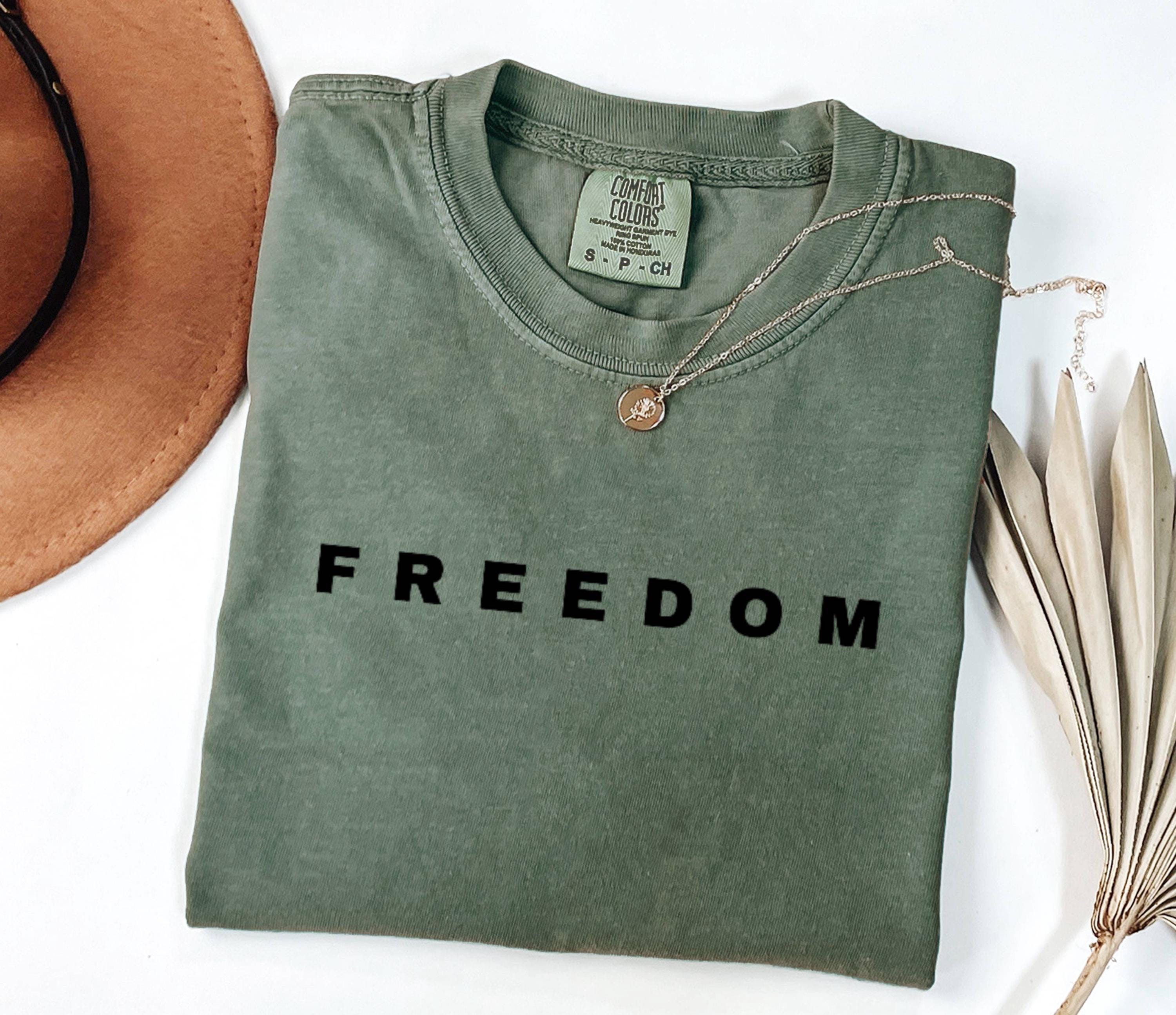 Freedom Graphic Tee, Minimalist Quote Shirt, Casual Unisex T Shirt