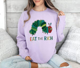 Eat The Rich Caterpillar Tee: Funny Anti-Capitalism Political Shirt