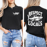 Respect The Locals Shark Graphic Tee: Vintage Coastal T-Shirt