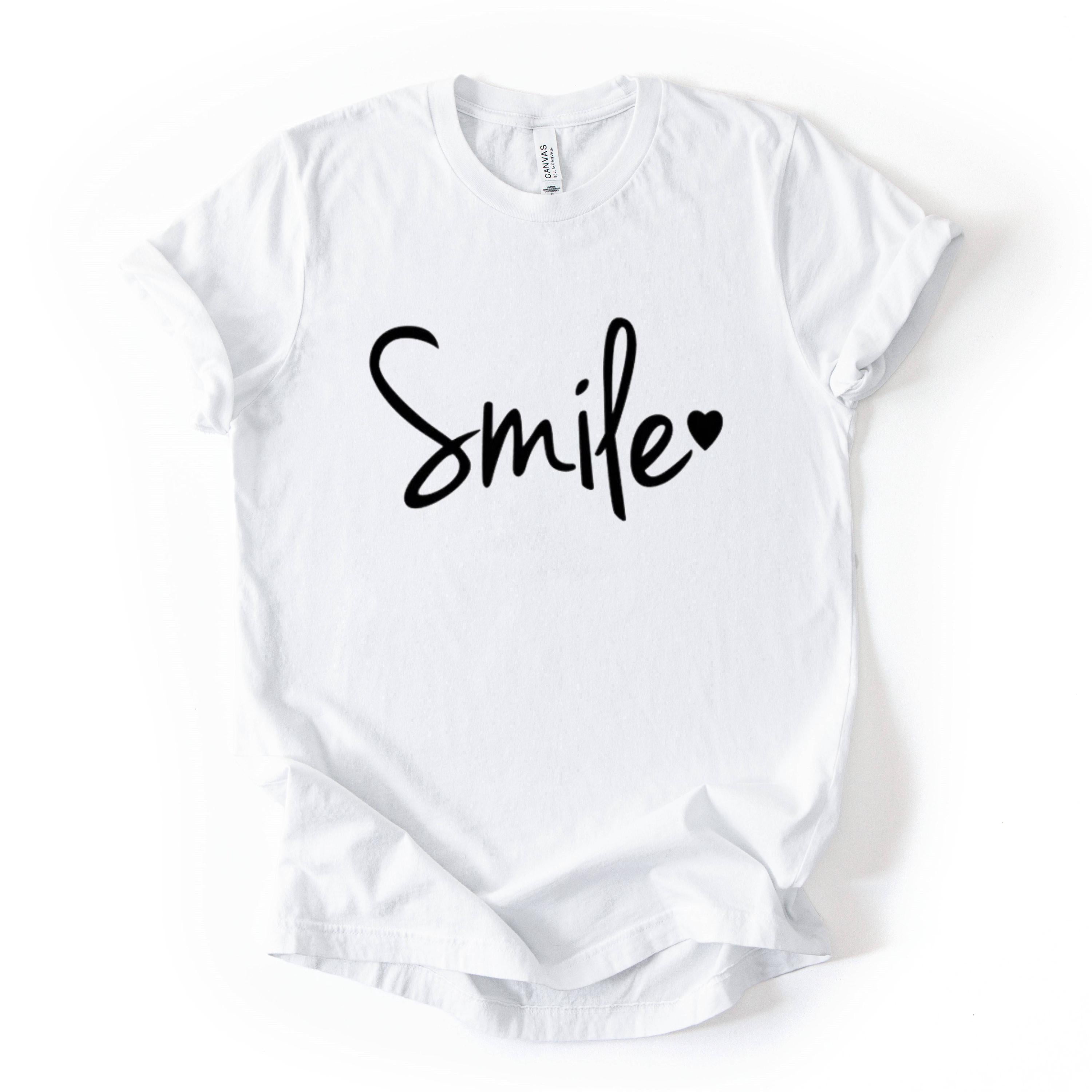Smile Script Tee, Minimalist Typography Shirt, Unisex Graphic Top